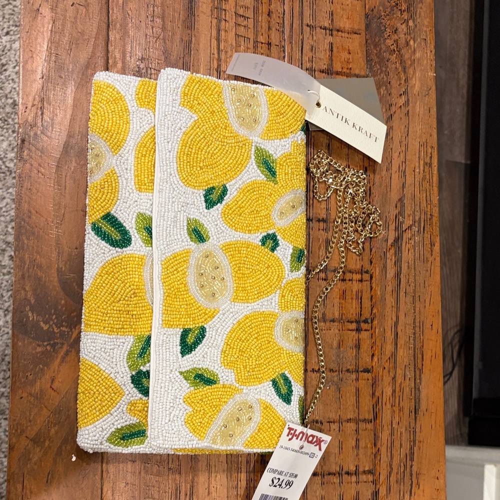 Anita Kavi Lemon Beaded Clutch